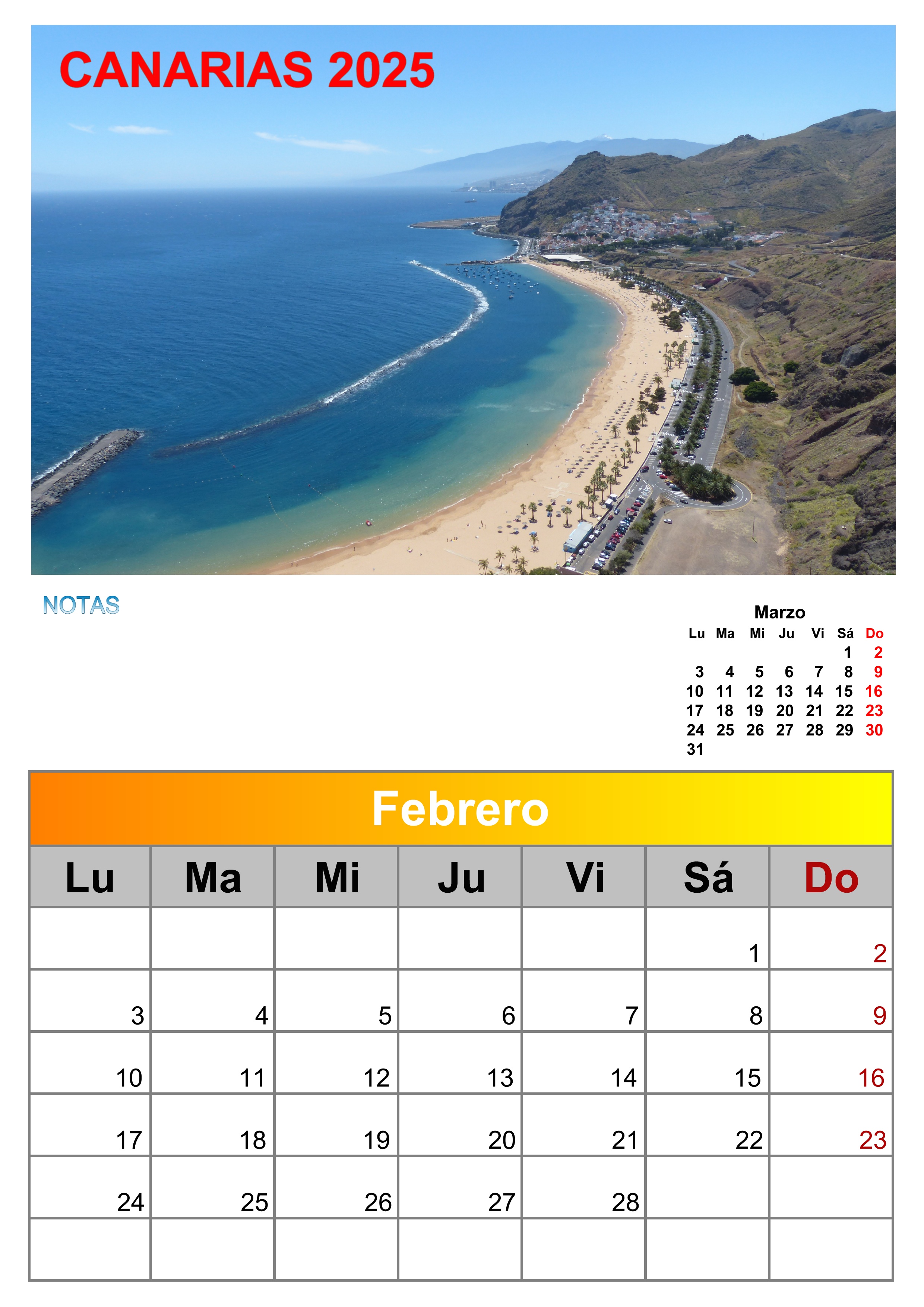 calendario de pared CANARIAS 2025