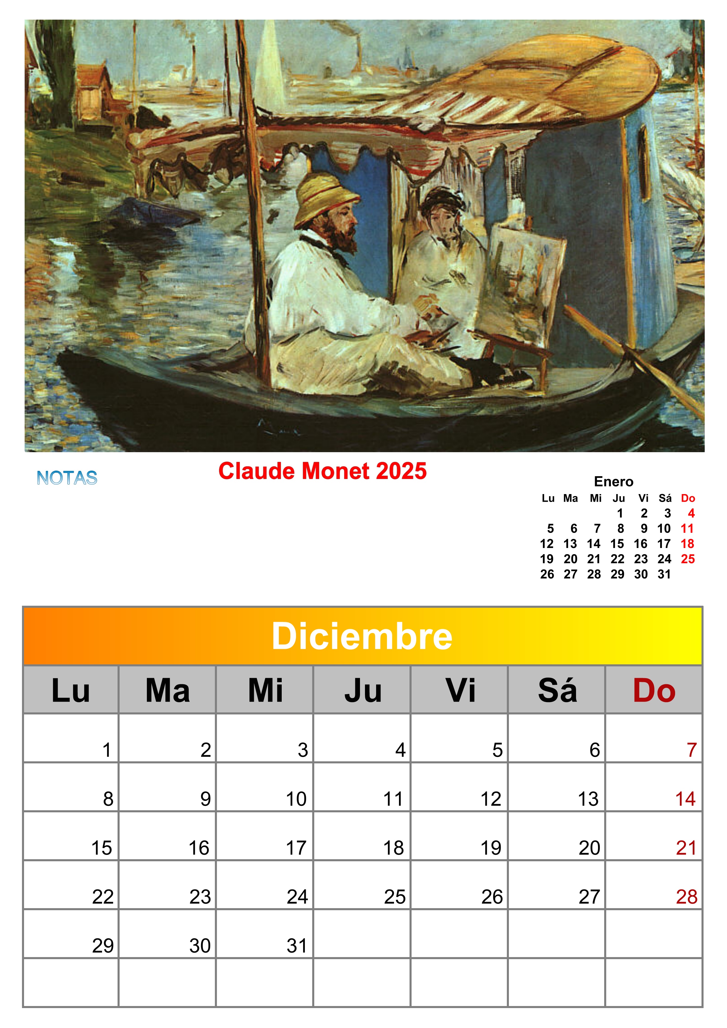 calendario de Monet 2025