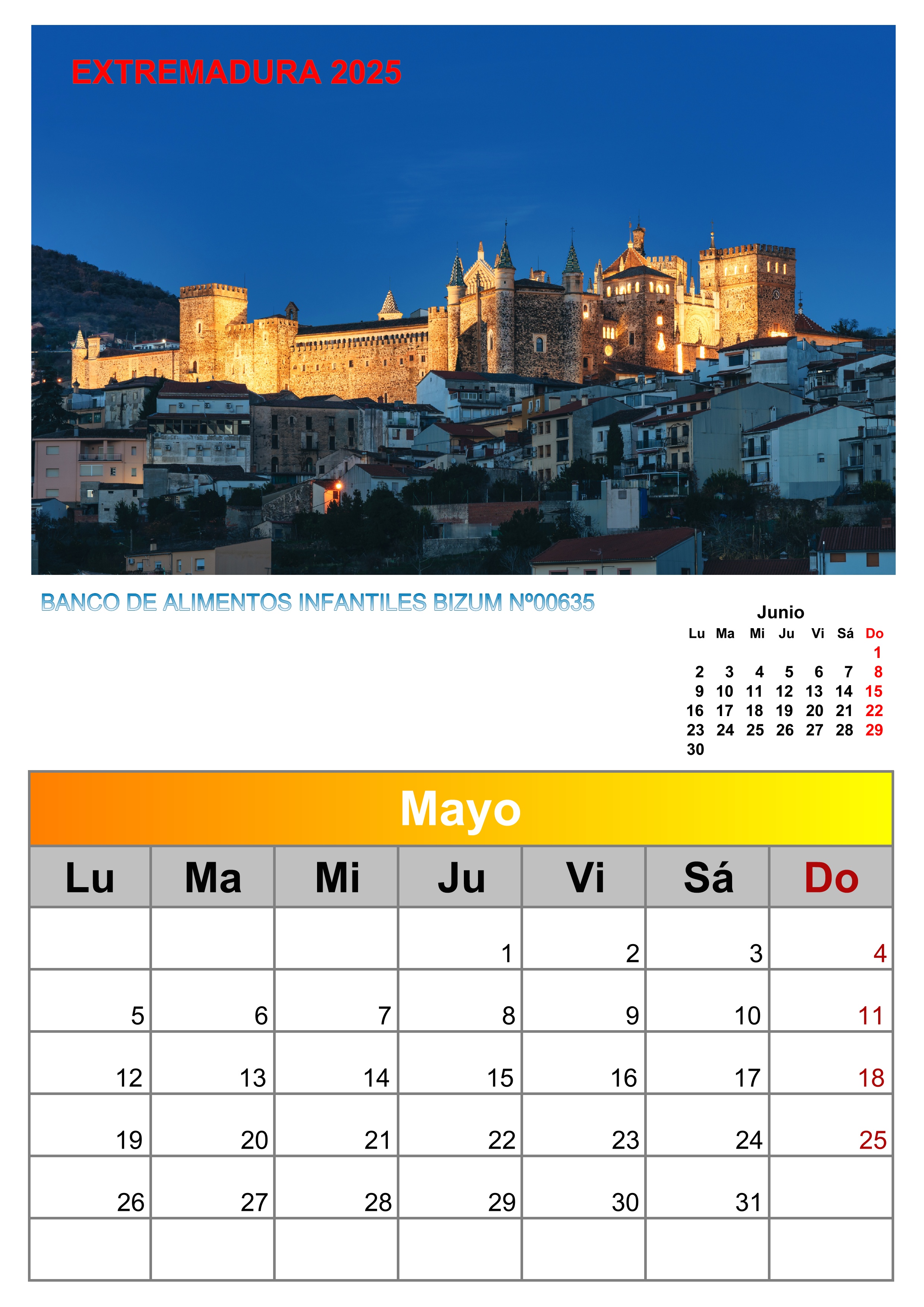 calendario de pared EXTREMADURA 2025